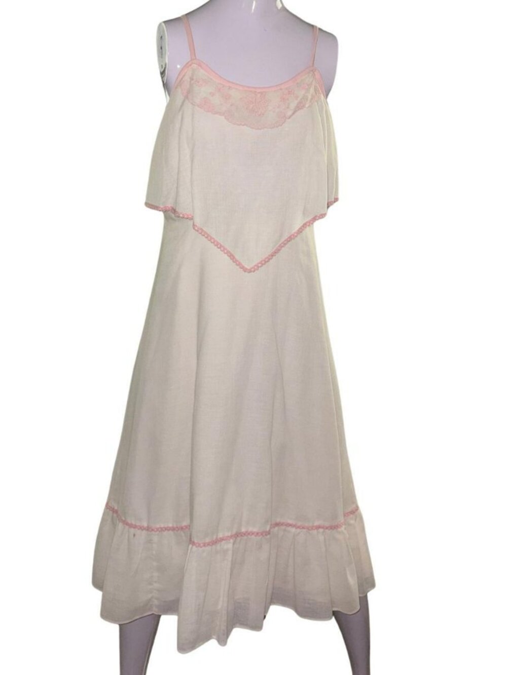 Vintage Pink and Cream Cotton Midi Dress
